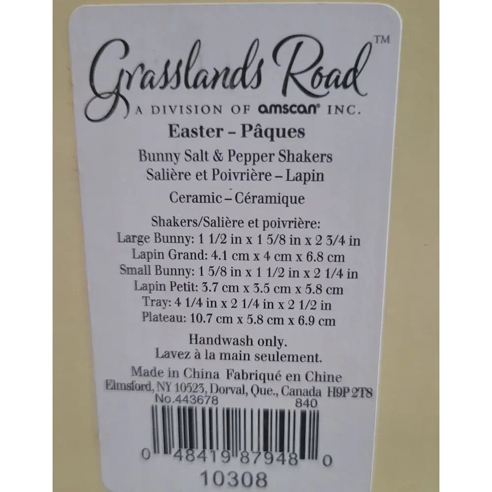 Grasslands Roads Bunny Salt & Pepper Shakers Spring In Basket Ceramic In Box